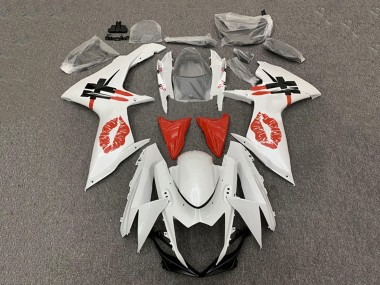 2008-2010 White Red Lipstick Suzuki GSXR 600 / GSXR 750 Motorcycle Fairings Australia