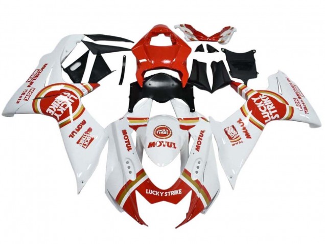 2008-2010 White Red Lucky Strike Suzuki GSXR 600 / GSXR 750 Motorcycle Fairings Australia