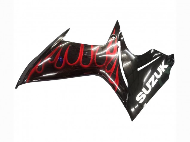 2011-2024 Glossy Black Red Flame Suzuki GSXR 600 / GSXR 750 Motorcycle Fairings Australia