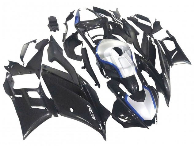 2022-2024 Black Carbon Fiber Style Silver Blue Yamaha YZF R3/R25 Motorcycle Fairings Australia