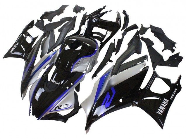 2022-2024 Silver Blue Glossy Black Yamaha YZF R3/R25 Motorcycle Fairings Australia