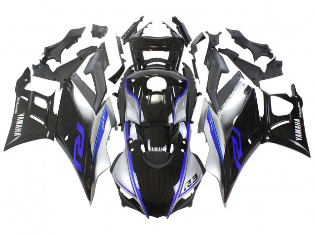 2022-2024 Silver Blue Glossy Black Yamaha YZF R3/R25 Motorcycle Fairings Australia