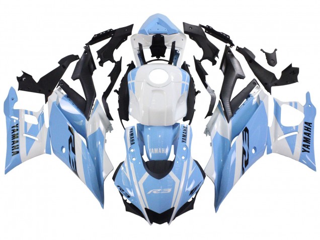 2022-2024 White Light Blue Yamaha YZF R3/R25 Motorcycle Fairings Australia