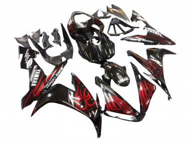 2004-2006 Glossy Black Red Flame Yamaha YZF 1000 R1 Motorcycle Fairings Australia