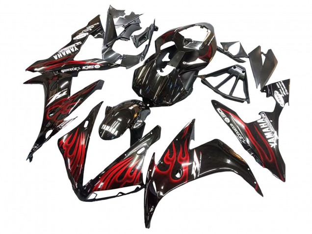 2004-2006 Glossy Black Red Flame Yamaha YZF 1000 R1 Motorcycle Fairings Australia