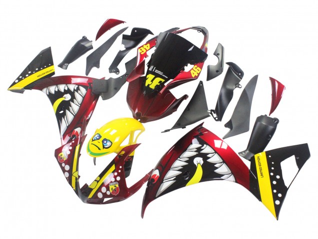 2009-2011 Red Yellow Black Shark 46 Yamaha YZF 1000 R1 Motorcycle Fairings Australia
