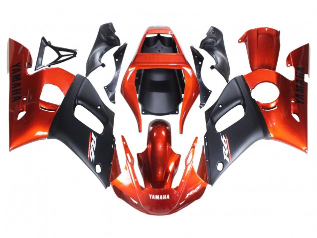 1998-2002 Orange Matte Black Yamaha YZF 600 R6 Motorcycle Fairings Australia