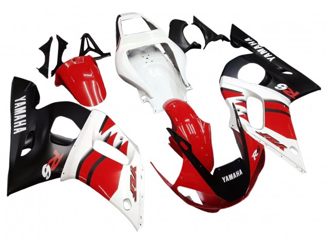 1998-2002 White Red Glossy Black Yamaha YZF 600 R6 Motorcycle Fairings Australia