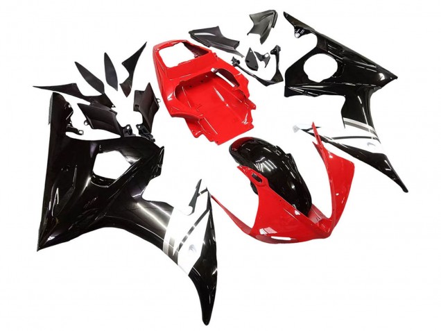 2003-2004 Red White Glossy Black Yamaha YZF R6 Motorcycle Fairings Australia