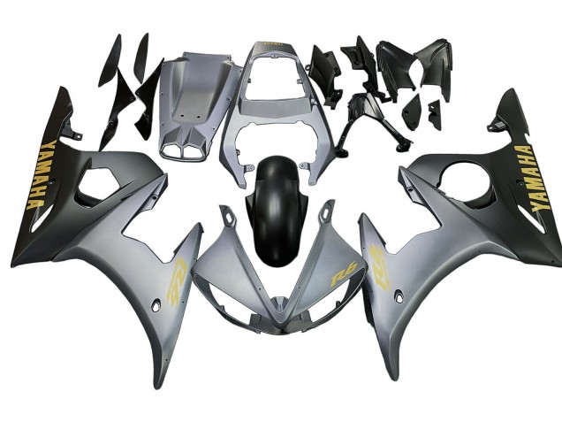 2003-2004 Matte Grey Matte Black Gold Decals Yamaha YZF R6 Motorcycle Fairings Australia
