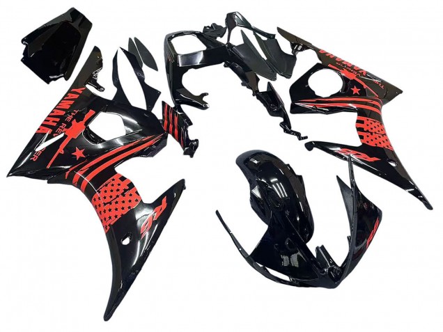2003-2004 Glossy Black Red Yamaha YZF R6 Motorcycle Fairing Australia