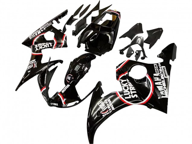 2003-2004 Glossy Black Red White Lucky Strike Motul Yamaha YZF R6 Motorcycle Fairings Australia
