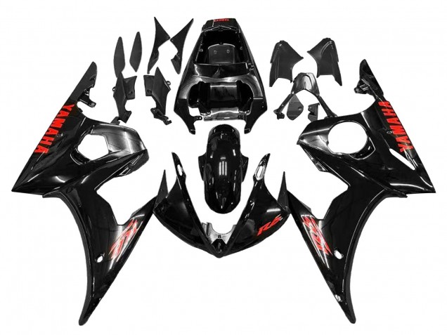 2003-2004 Glossy Black Red Yamaha YZF R6 Motorcycle Fairings Australia