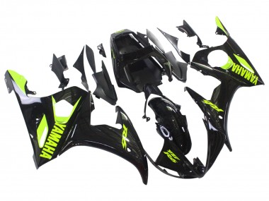 2003-2004 Glossy Black Neon Yellow Yamaha YZF R6 Motorcycle Fairings Australia