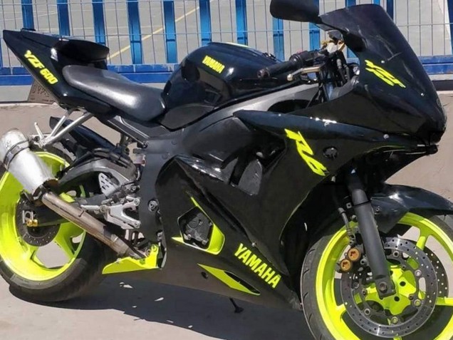 2003-2004 Glossy Black Neon Yellow Yamaha YZF R6 Motorcycle Fairings Australia