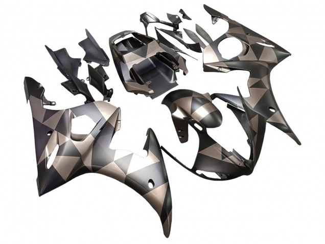 2003-2004 Grey Matte Black Geometric Yamaha YZF R6 Motorcycle Fairings Australia