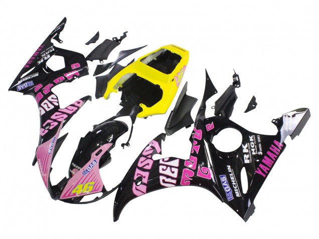 2003-2004 Yellow Pink Glossy Black Rossi Repsol 46 Yamaha YZF R6 Motorcycle Fairings Australia