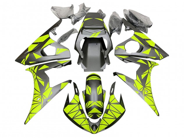 2006-2009 Neon Green Matte Black Geometric Yamaha YZF R6S Motorcycle Fairings Australia