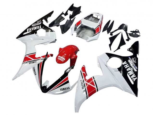 2003-2004 White Red Glossy Black Motul Yamaha YZF R6 Motorcycle Fairings Australia