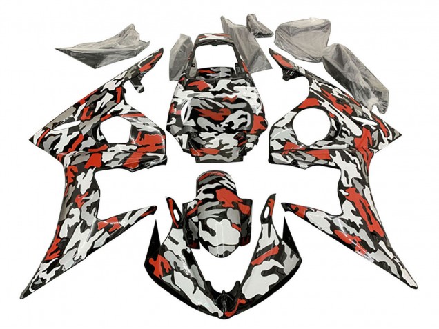2003-2004 Black Red Grey Camouflage Yamaha YZF R6 Motorcycle Fairings Australia