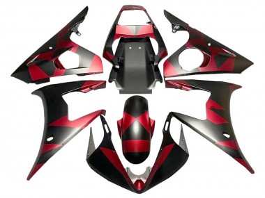 2005 Matte Black Red Geometric Yamaha YZF 600 R6 Motorcycle Fairings Australia