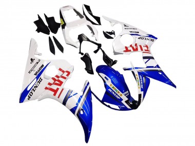 2005 White Blue Dunlop Fiat Motul Yamaha YZF 600 R6 Motorcycle Fairings Australia