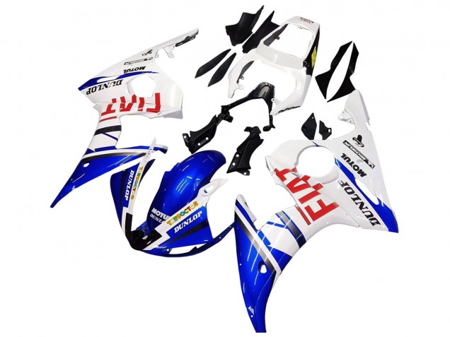 2005 White Blue Dunlop Fiat Motul Yamaha YZF 600 R6 Motorcycle Fairings Australia