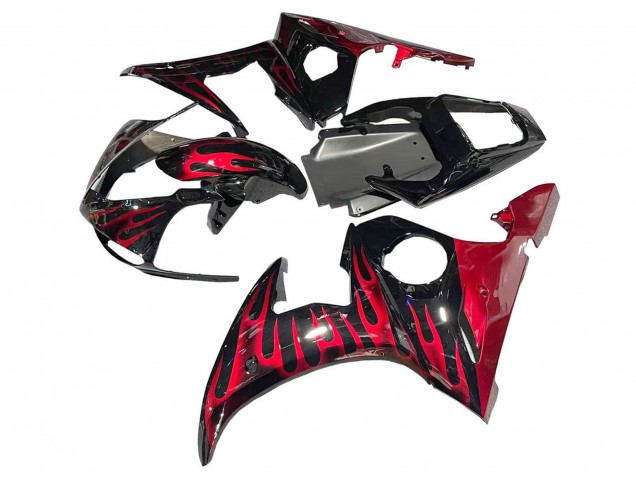 2005 Black with Red Flame Yamaha YZF 600 R6 Motorcycle Fairings Australia