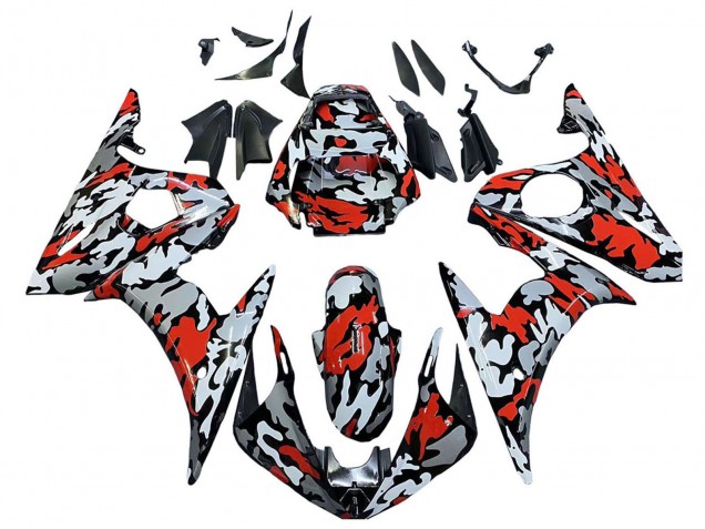 2005 Black Red Grey Camouflage Yamaha YZF 600 R6 Motorcycle Fairings Australia