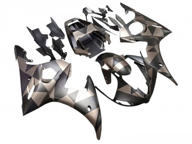 2005 Matte Black Grey Geometric Yamaha YZF 600 R6 Motorcycle Fairings Australia