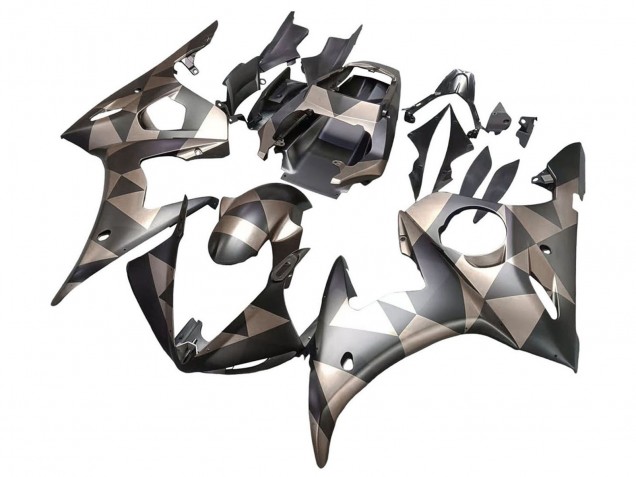 2005 Matte Black Grey Geometric Yamaha YZF 600 R6 Motorcycle Fairings Australia