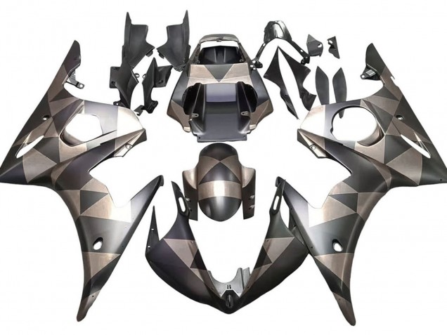 2005 Matte Black Grey Geometric Yamaha YZF 600 R6 Motorcycle Fairings Australia