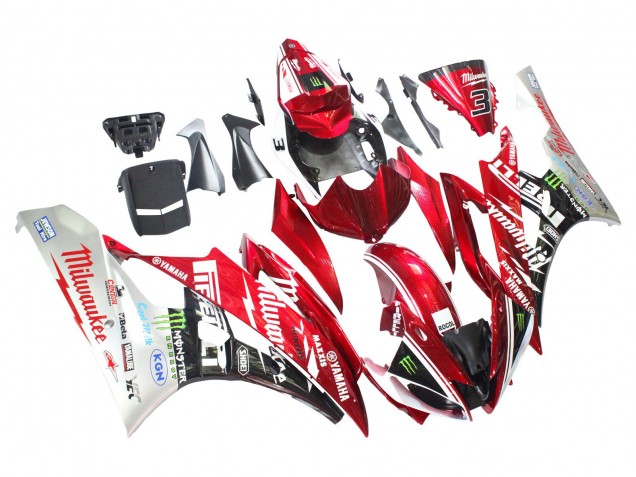 2006-2007 White Red Black Green Monster Milwaukee Yamaha YZF 600 R6 Motorcycle Fairings Australia