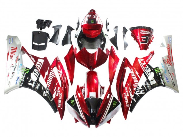 2006-2007 White Red Black Green Monster Milwaukee Yamaha YZF 600 R6 Motorcycle Fairings Australia