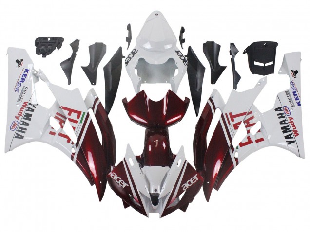 2006-2007 White Maroon Red Fiat Acer Yamalube Yamaha YZF 600 R6 Motorcycle Fairings Australia