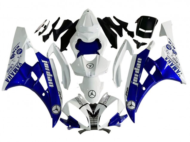 2006-2007 White Blue Jordan Yamaha YZF 600 R6 Motorcycle Fairings Australia