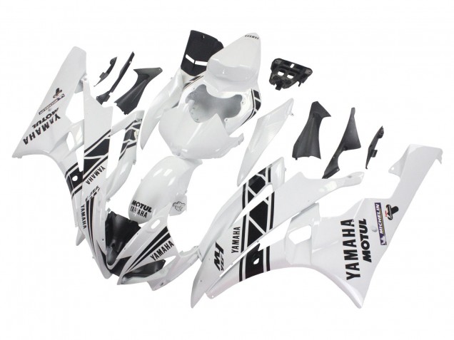 2006-2007 White Glossy Black Motul Michelin Yamaha YZF 600 R6 Motorcycle Fairings Australia