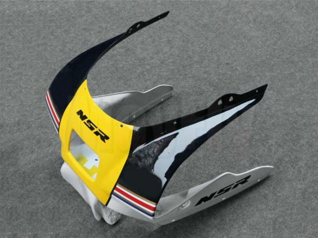 1988-1989 White Yellow Gold Glossy Black Honda NSR250R Motorcycle Fairings Australia