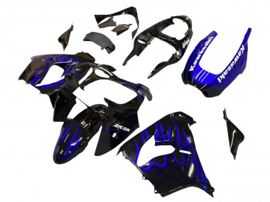 2000-2001 Glossy Black Blue Flame White Kawasaki ZX9R Motorcycle Fairings Australia