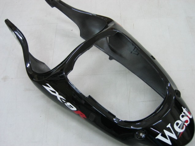 2000-2001 Glossy Black White West Kawasaki ZX9R Motorcycle Fairings Australia
