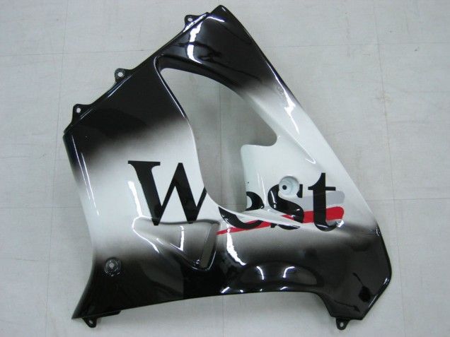 2000-2001 Glossy Black White West Kawasaki ZX9R Motorcycle Fairings Australia