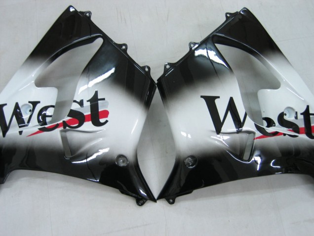 2000-2001 Glossy Black White West Kawasaki ZX9R Motorcycle Fairings Australia