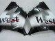 2000-2001 Glossy Black White West Kawasaki ZX9R Motorcycle Fairings Australia