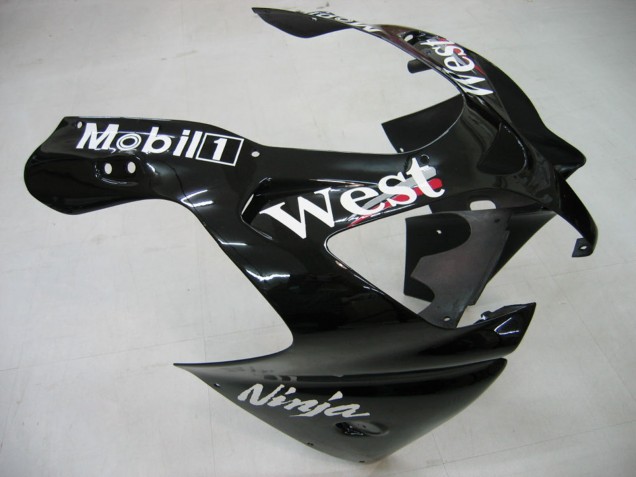 2000-2001 Glossy Black White West Kawasaki ZX9R Motorcycle Fairings Australia