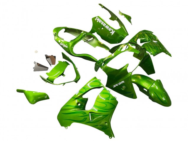 2000-2001 Green Flame Kawasaki ZX9R Motorcycle Fairings Australia
