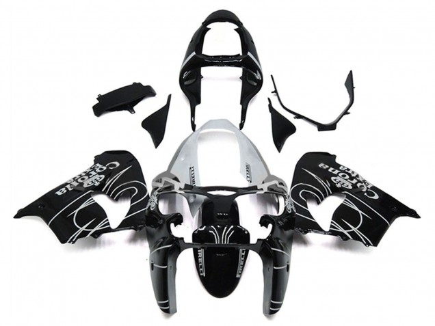 2000-2001 Glossy Black White Corona Extra Kawasaki ZX9R Motorcycle Fairings Australia