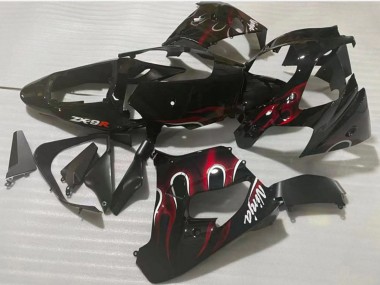 2002-2003 Glossy Black Red Flame Kawasaki ZX9R Motorcycle Fairing Australia