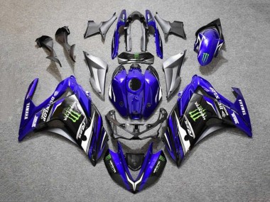 2015-2018 Blue Silver Black Monster Yamaha YZF R3/R25 Motorcycle Fairings Australia