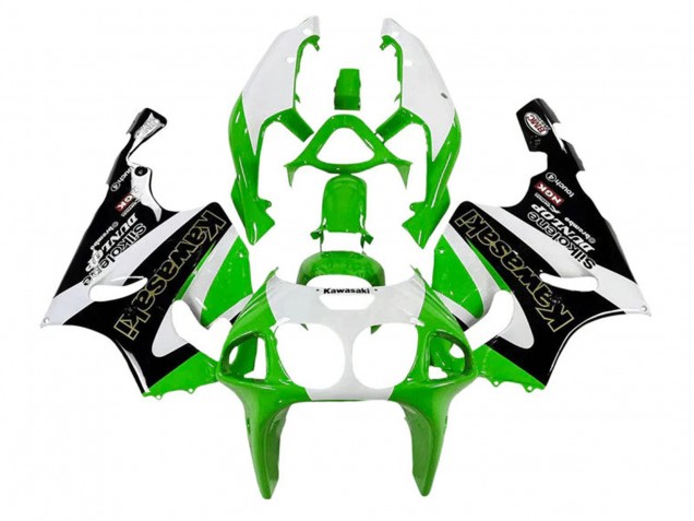 1996-2003 White Green Black Gold Silkolene Dunlop Kawasaki ZX7R Motorcycle Fairings Australia