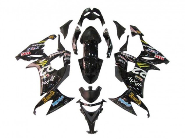 2008-2010 Glossy Black Blue Yellow Monster Kawasaki ZX10R Motorcycle Fairings Australia